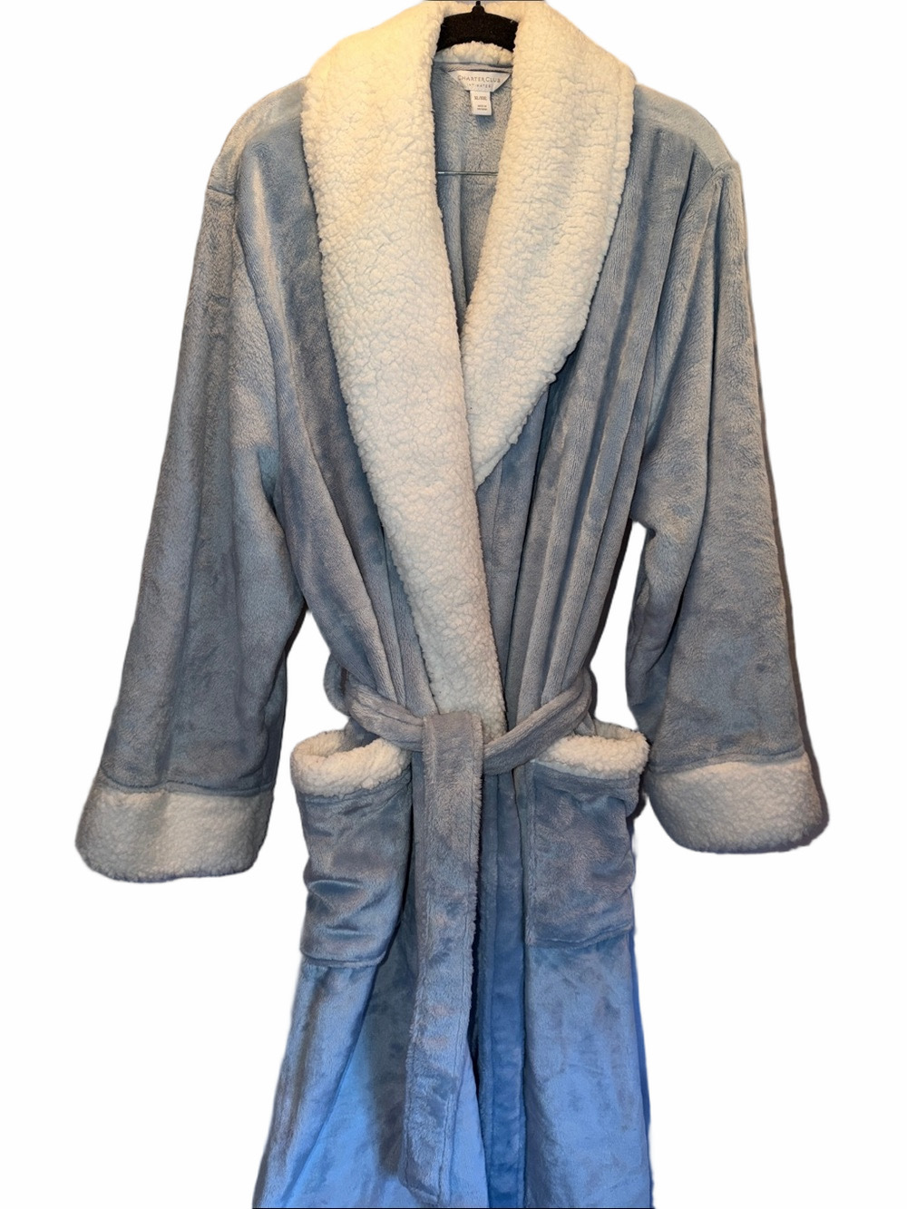Cozy Plush Shawl Collar Robe with Sherpa Trim, PTP 28”, L50”, (T3)